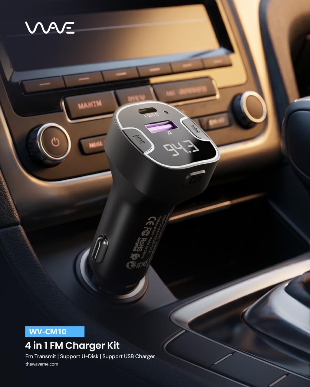 Wave 4-in-1 FM Charger Kit - WV-CM10 - Visilex Trading UAE